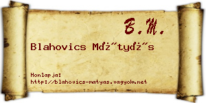 Blahovics Mátyás névjegykártya